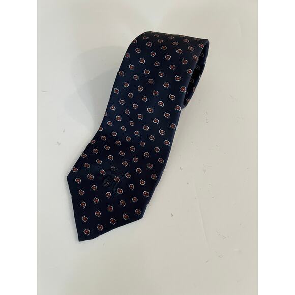 Countess Mara Men's Silk Neck Tie Navy Blue with Red Small Paisley JL - Picture 1 of 7